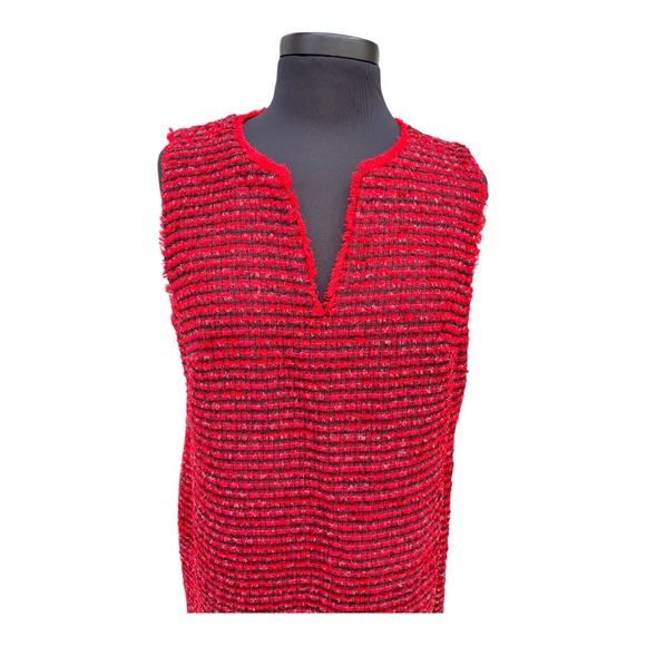Ann Taylor red 2pc Set Sleeveless Shift Tweed Dress with Longsleeve Jacket - Picture 5 of 12
